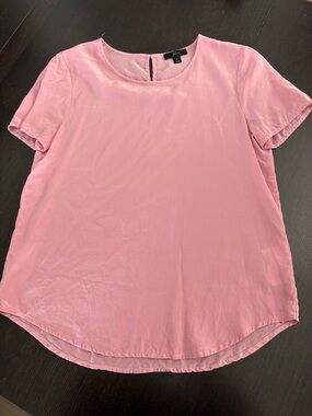 J.Crew Pink Silk Blouse Lightweight Sheer Scoop Neck Size Small